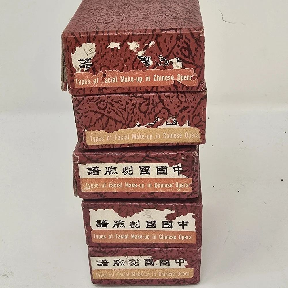 Vtg WUXI chinese handmade hand painted, 5 clay kabuki masks huishan theater‎
